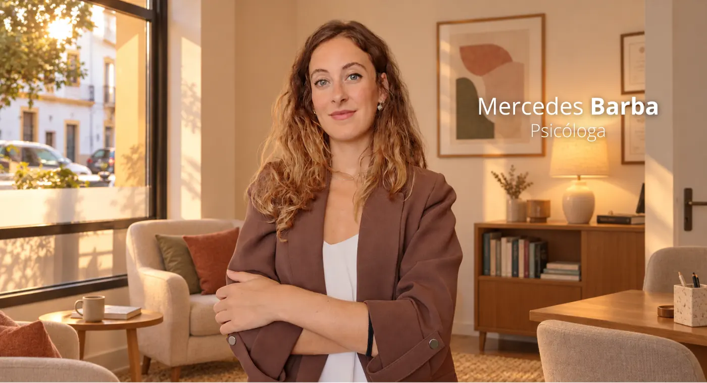Mercedes Barba, psicóloga general sanitaria, en su consulta de Chiclana de la Frontera